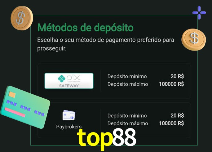 O cassino top88 oferece uma grande variedade de métodos de pagamento